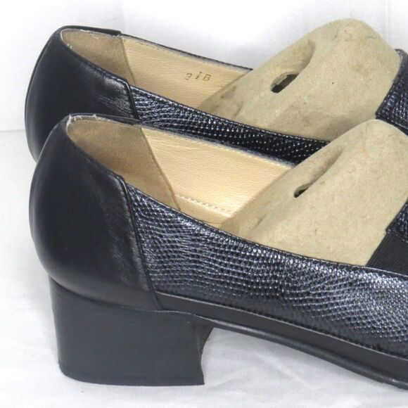 𝅺davos Gomma Italy Black Leather Lizard Print Pumps - Picture 8 of 11
